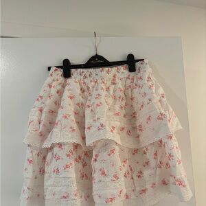 Pink and White Floral Skirt